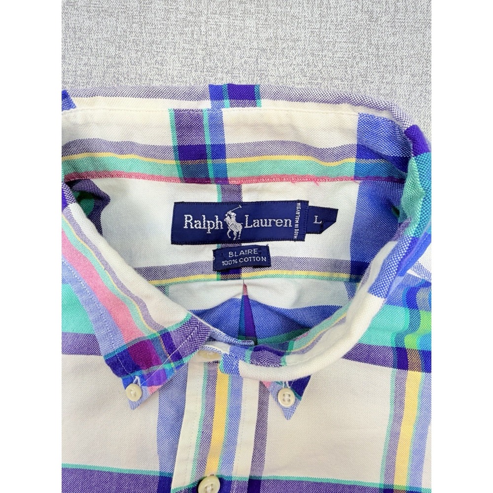 Ralph Lauren Blake Shirt Mens Large Logo Short Sleeve Collared Button Down Pony - Picture 3 of 9
